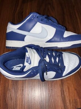 Nike Dunk Low Sneakers in White and Blue